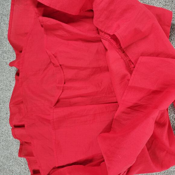 White Fox Cutout Ring Dress Womens L Red Sleeveless Mini Fit & Flare Ruffle Hem - Picture 15 of 16